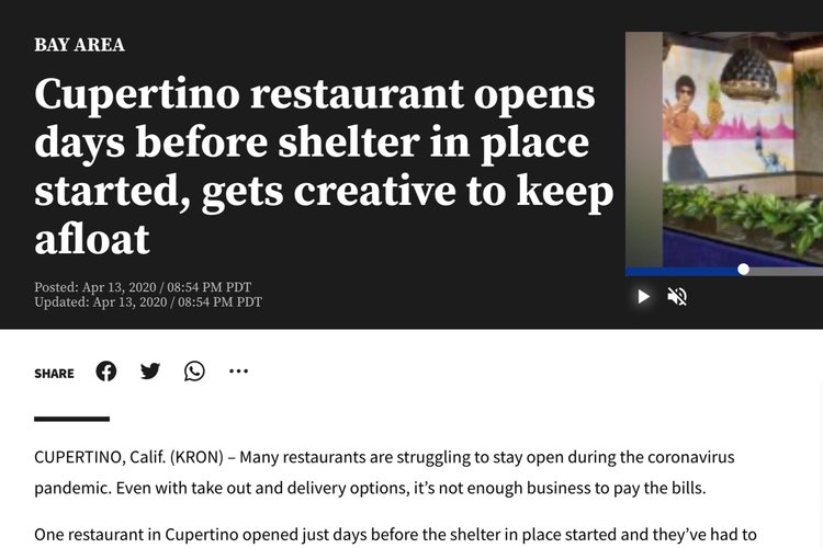 Cupertino restaurant opens days before shelter in place started, gets creative to keep afloat